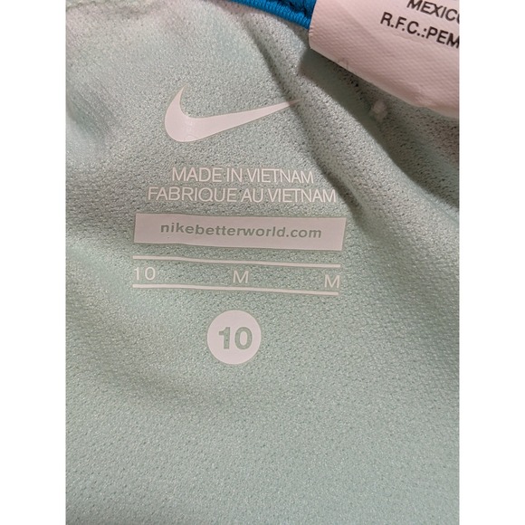 Nike Womens Tankini Swim Top Blue Lime Green Striped Racerback NESS5280 Size 10 - Picture 10 of 11